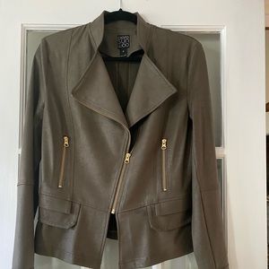 Clara sun woo liquid leather olive green  jacket medium in excellent condition